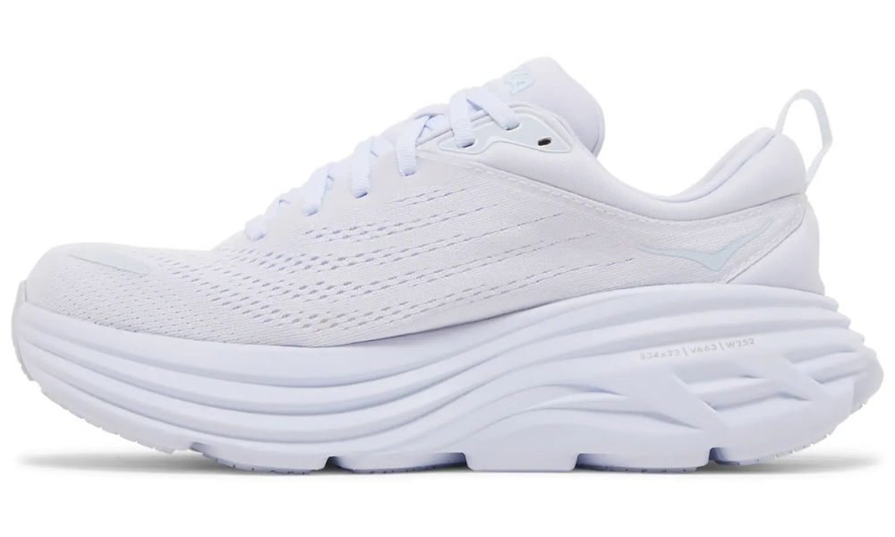 Hoka Bondi 8 Women’s Running Shoes — White, Size 10 B (Ultra-Cushioned Everyday Trainer)