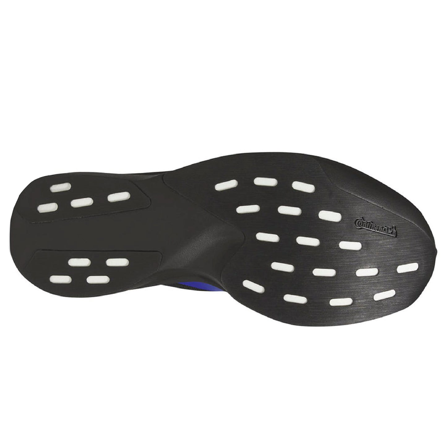 Adidas Adizero Evo SL Humanrace running shoe in a black colorway with green, blue, and brown accents.