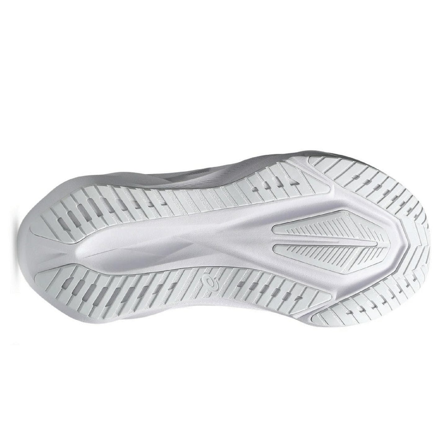 Asics Novablast 5 running shoe in the color white/piedmont grey.