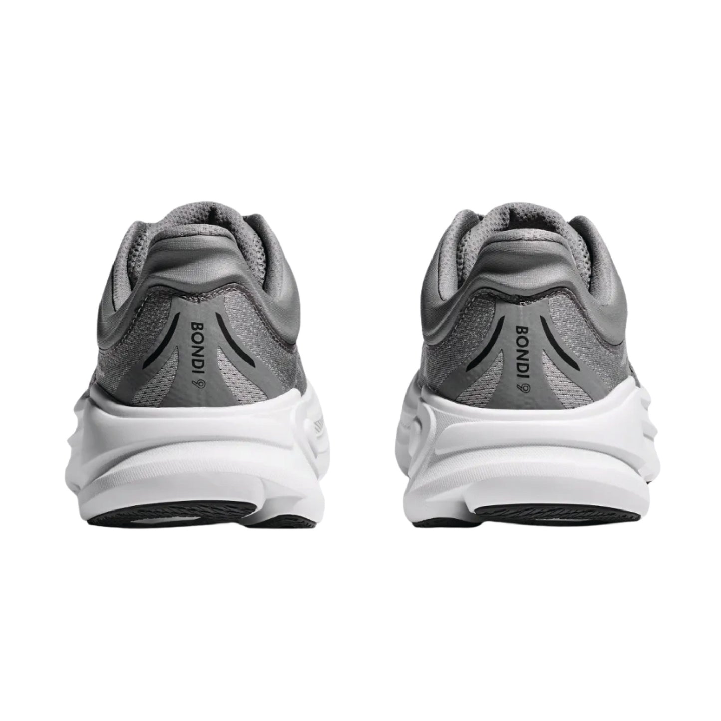 Hoka Bondi 9 running shoe in a grey colourway.