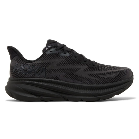 HOKA Clifton 9 Textile – Men’s All-Black Lightweight Trainer