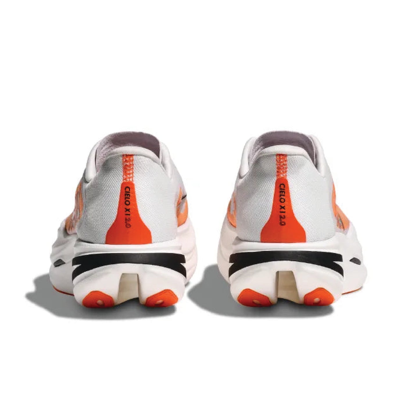 HOKA Cielo X1 2.0 running shoe in the white and orange colorway.