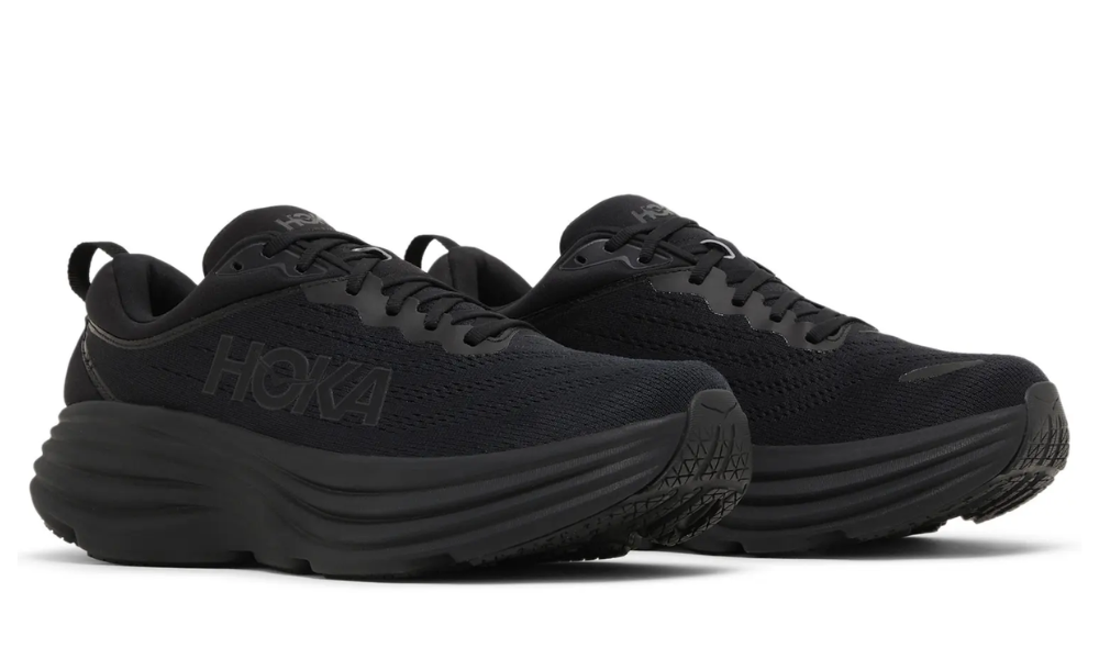 Hoka Men’s Black Monochrome Running Trainer — Cushioned Road Shoe