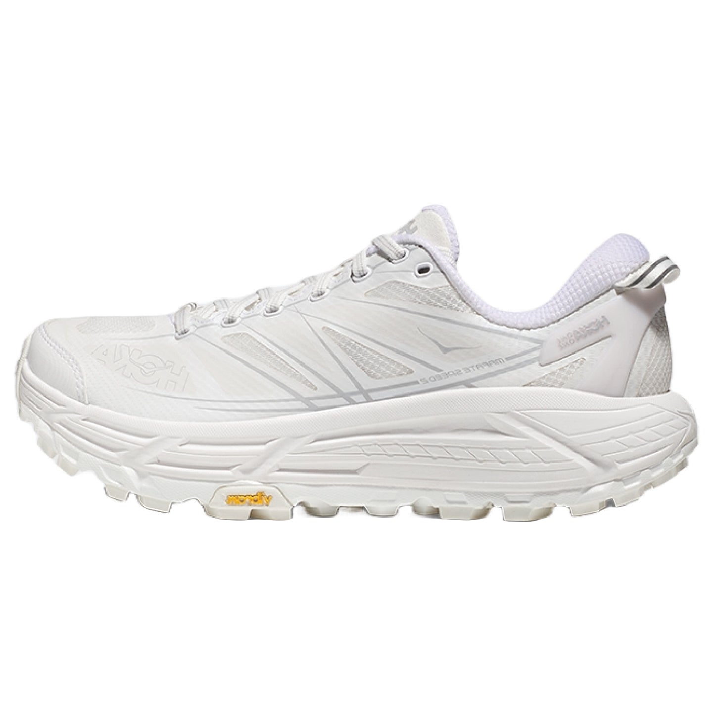 HOKA Mafate Speed 2 running sneaker in the white and lunar rock colorway.