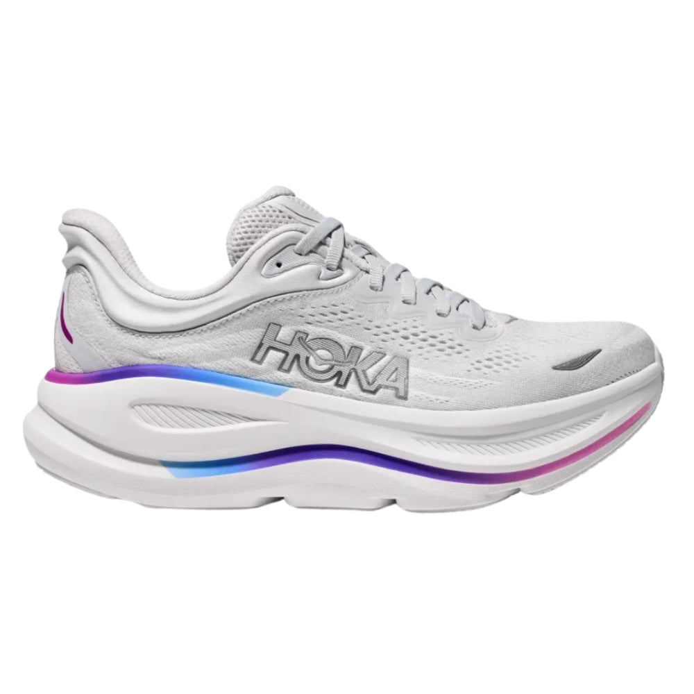 Hoka Bondi 9 Women’s Running Shoes – Cosmic Grey/White | Max Cushion Trainer