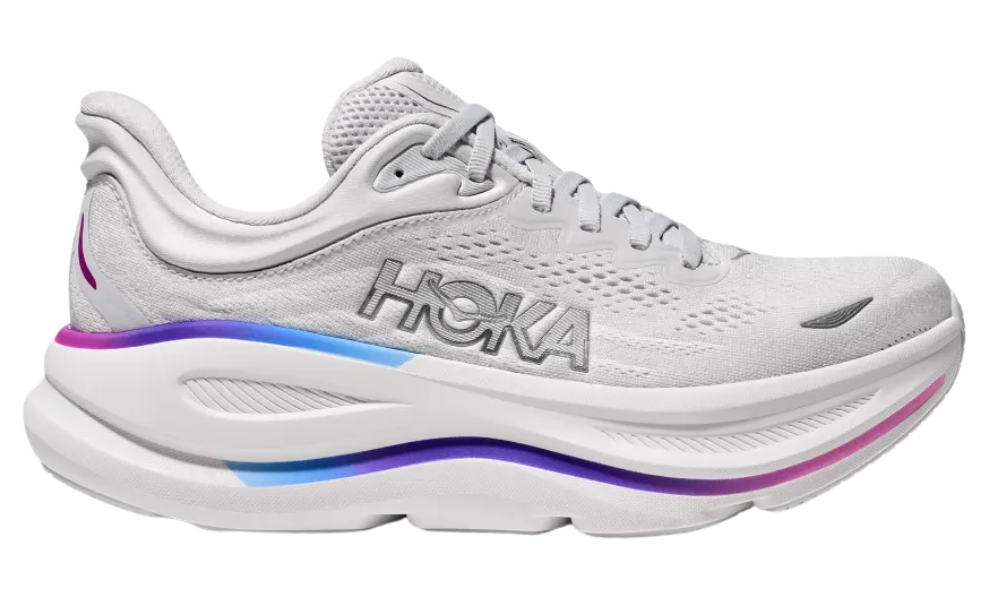 Hoka Bondi 9 Women’s Running Shoes – Cosmic Grey/White | Max Cushion Trainer