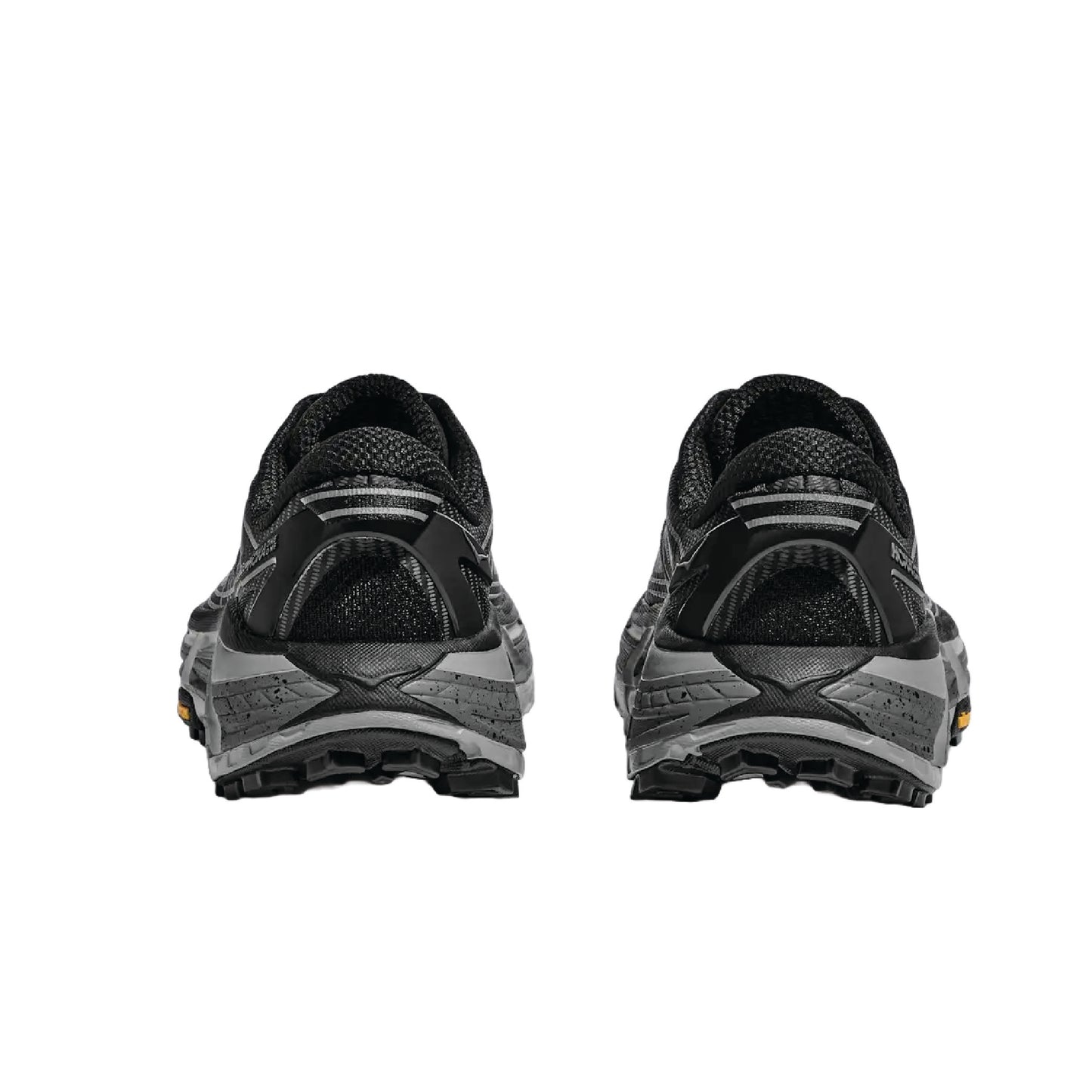 Hoka Mafate Speed 2 running sneaker in black with a Vibram Mega-Grip rubber sole.