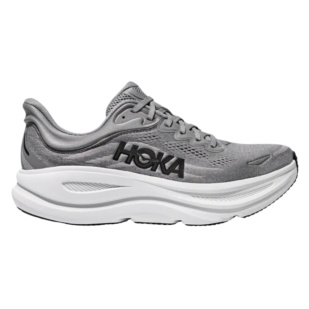 HOKA Bondi 9 Men's Running Trainers — Galactic Grey / Stellar Grey | Max-Cushion Comfort