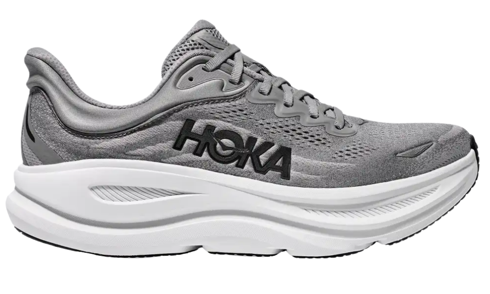 HOKA Bondi 9 Men's Running Trainers — Galactic Grey / Stellar Grey | Max-Cushion Comfort