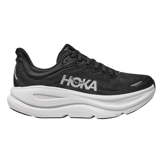 HOKA Bondi 9 Women’s/Unisex — Black/White (1162011-BWHT) Max Cushion Trainer