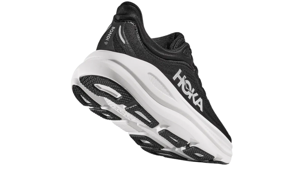 HOKA Bondi 9 Women’s/Unisex — Black/White (1162011-BWHT) Max Cushion Trainer