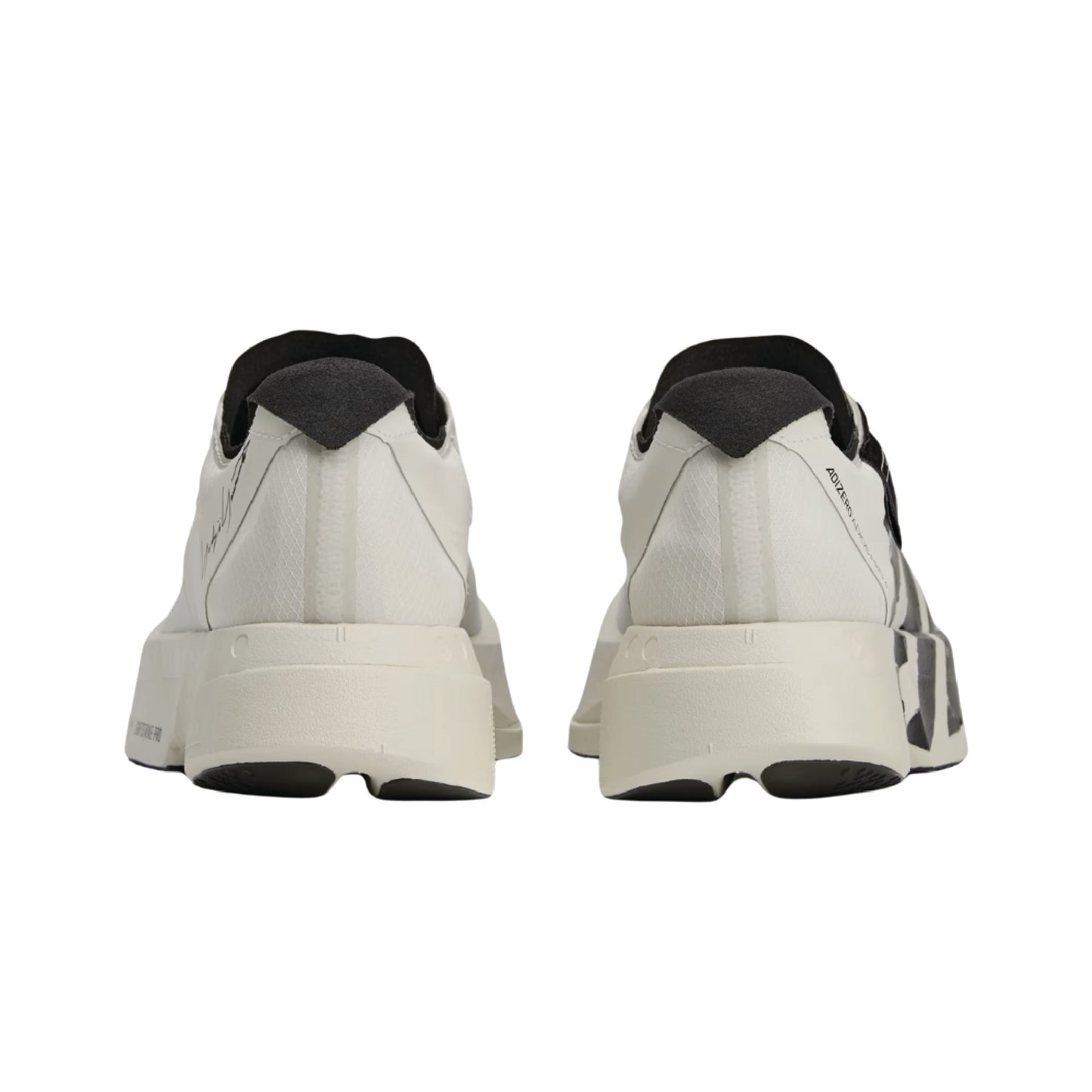 Adizero Adios Pro 4 high-performance running shoe in black and white.