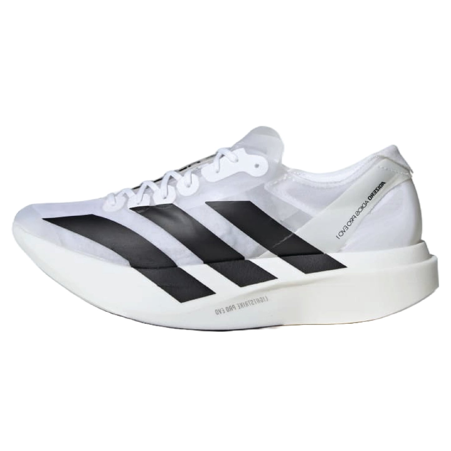 Adidas Adizero Adios Pro Evo 1 running shoe in white.