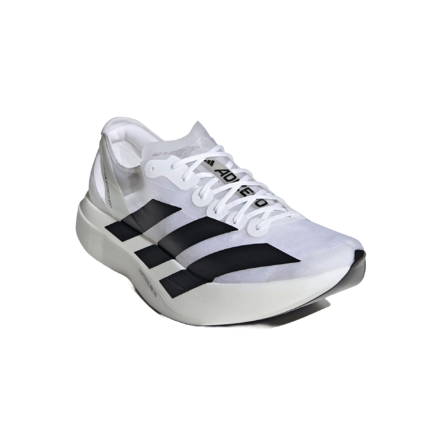 Adidas Adizero Adios Pro Evo 1 running shoe in white.