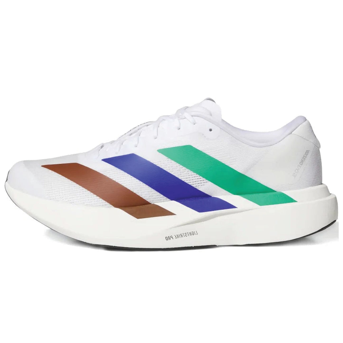Adidas Adizero Evo SL Humanrace sneaker in the white colorway.