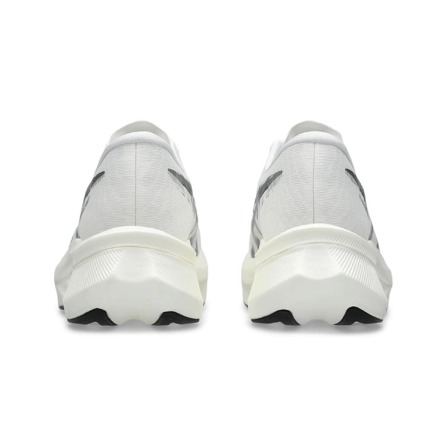 ASICS Magic Speed 4 running shoe in a white and black colorway.