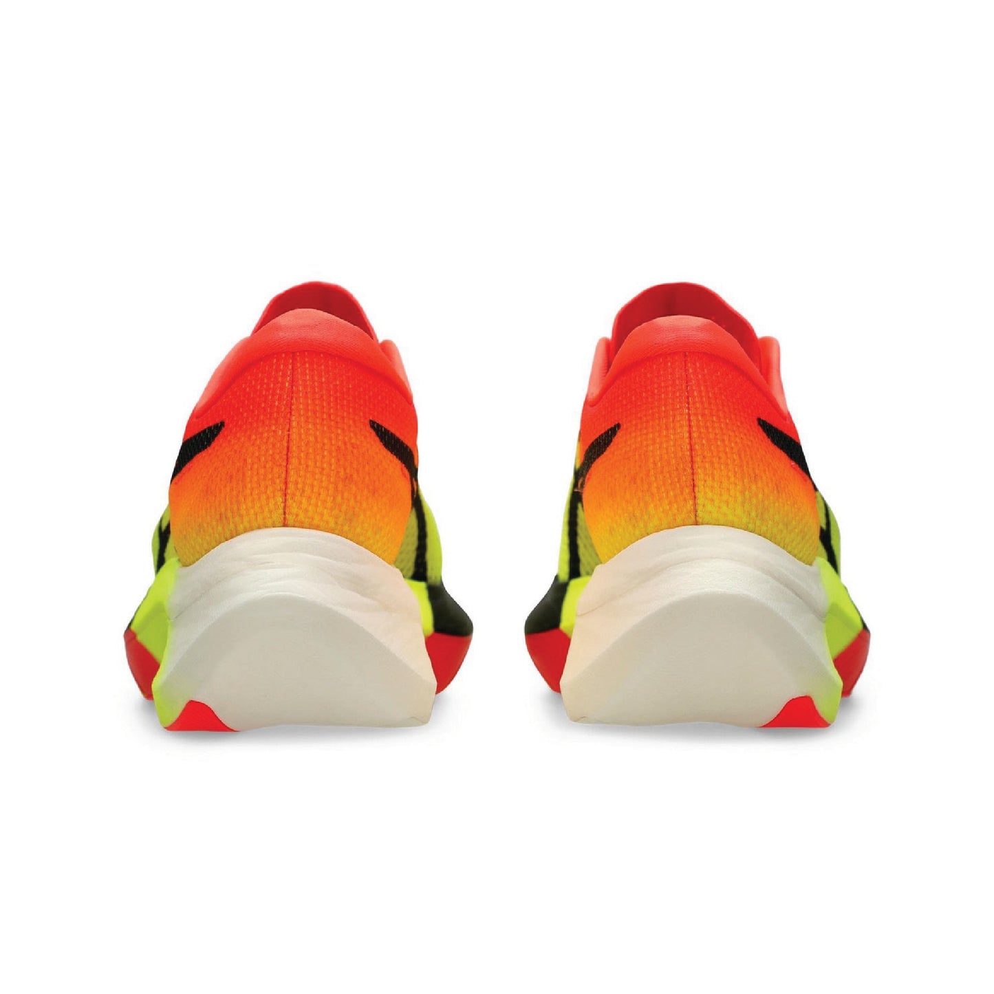 ASICS Metaspeed Sky Paris running shoe in the Sunrise Red/Black colorway.