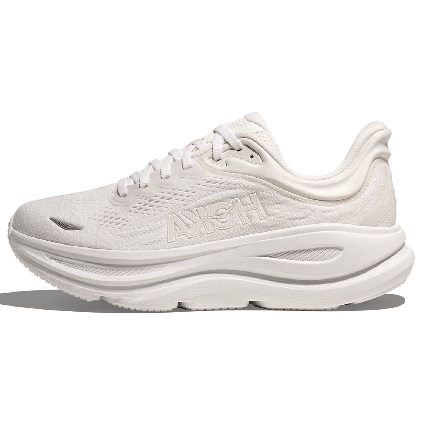 Hoka Bondi 9 running shoe in the white colorway.