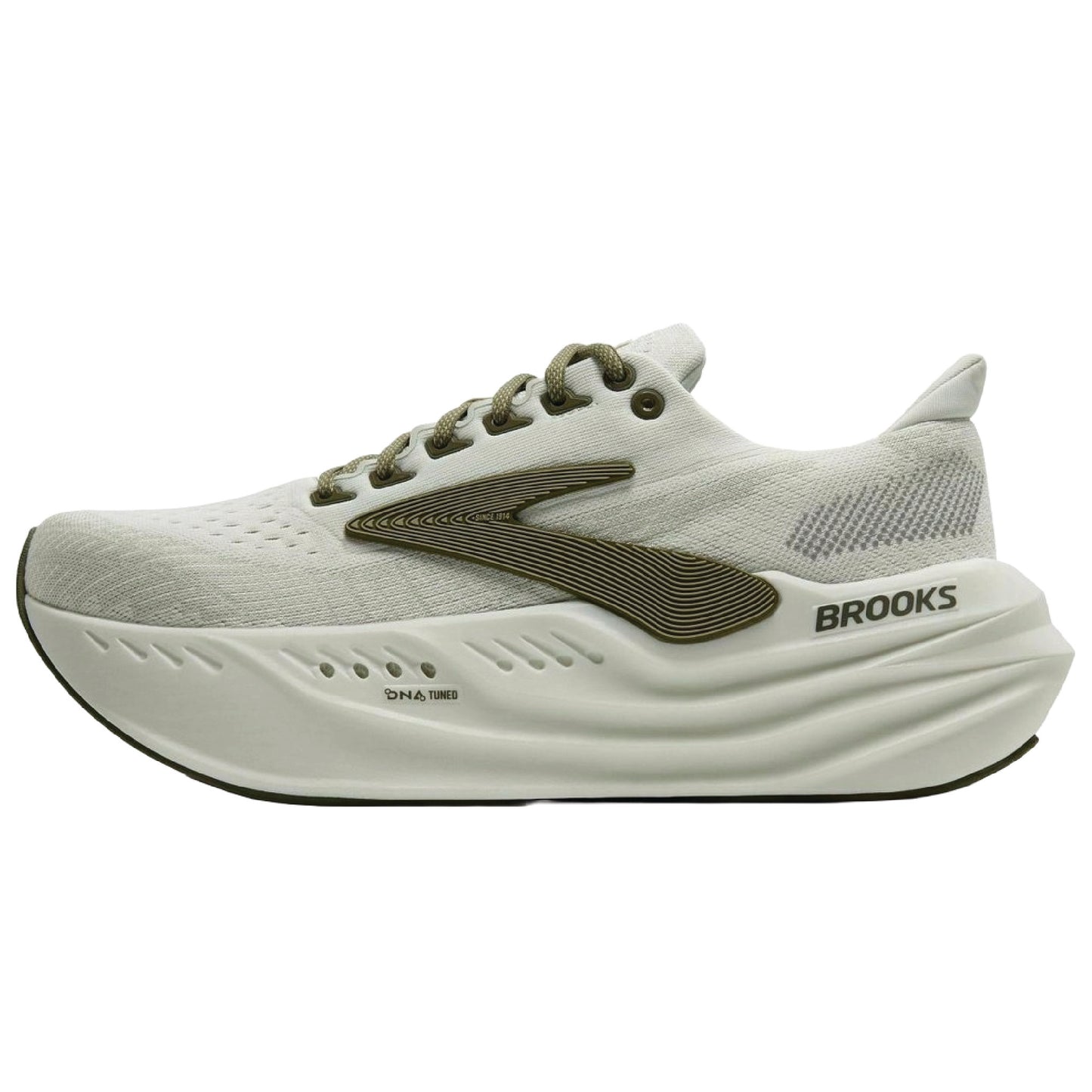 Brooks Glycerin Max running shoes in the Grey/Dusty Olive/Tea colorway.