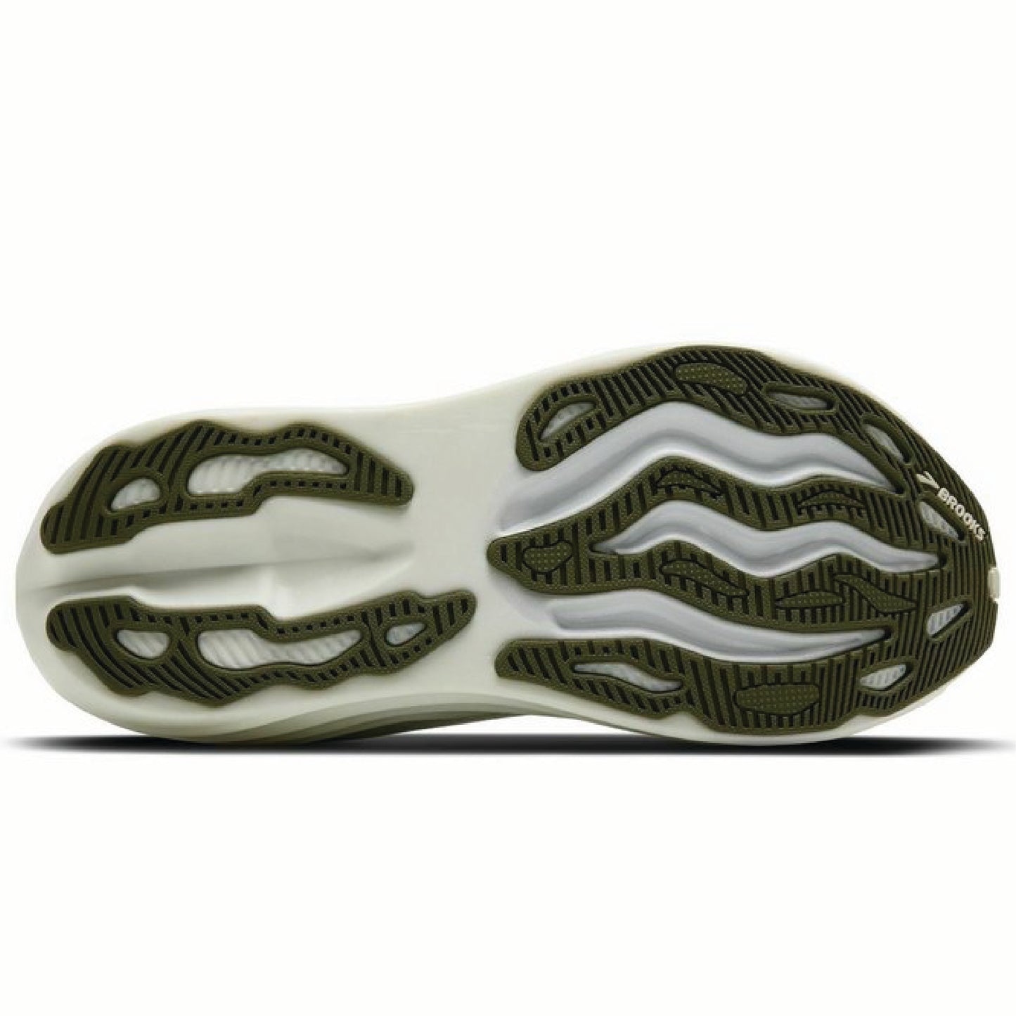 Brooks Glycerin Max running shoes in the Grey/Dusty Olive/Tea colorway.