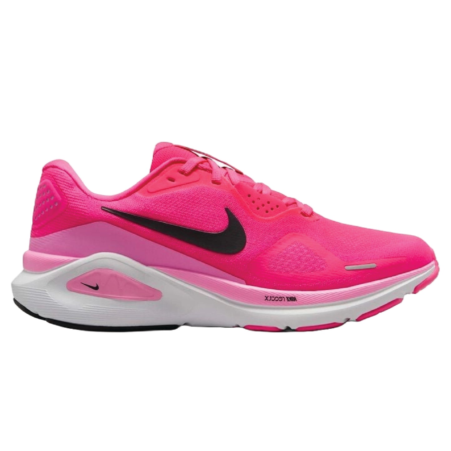 Nike Structure 26 road running shoe in the Hyper Pink/Black colorway.