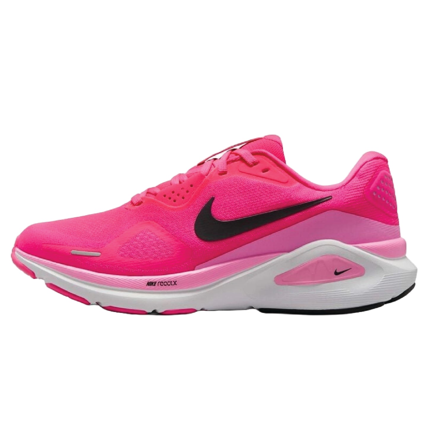 Nike Structure 26 road running shoe in the Hyper Pink/Black colorway.