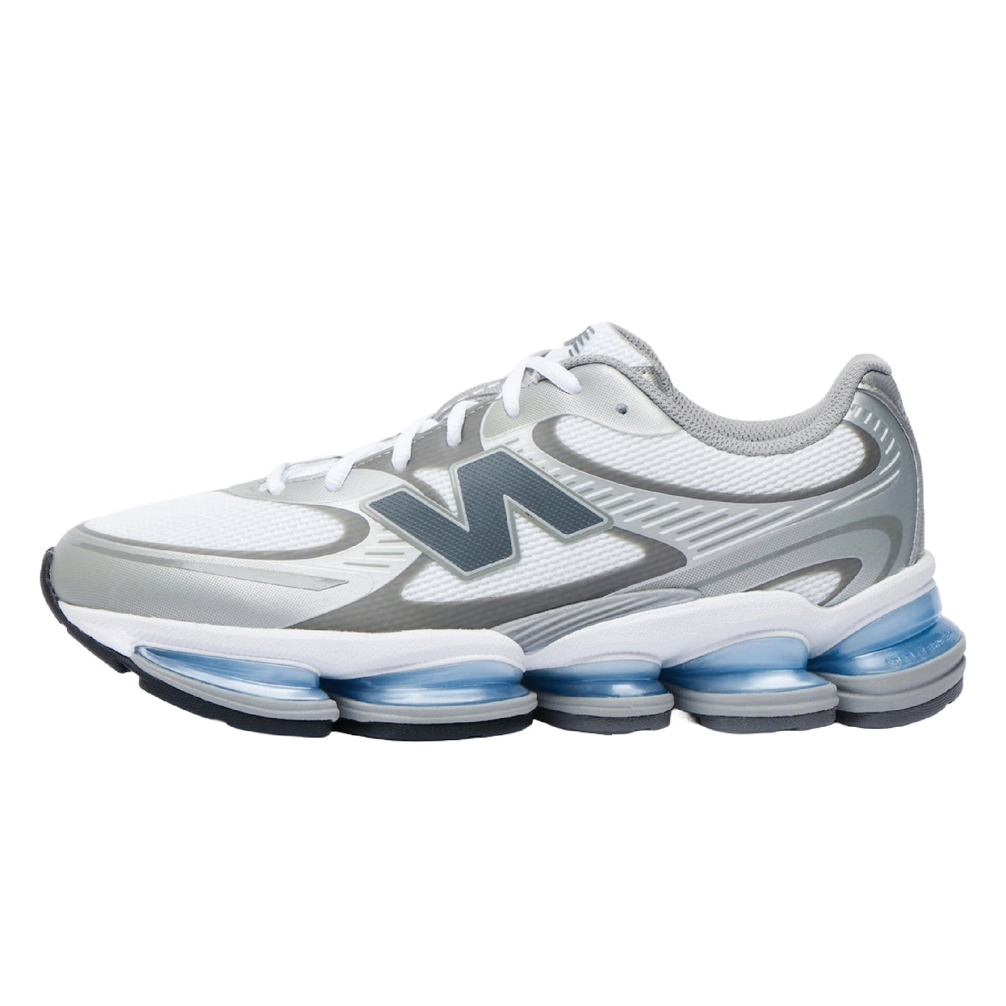 New Balance Abzorb 2000 sneaker in the white, grey, and blue colorway.