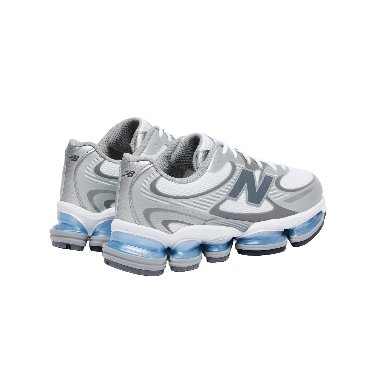 New Balance Abzorb 2000 sneaker in the white, grey, and blue colorway.