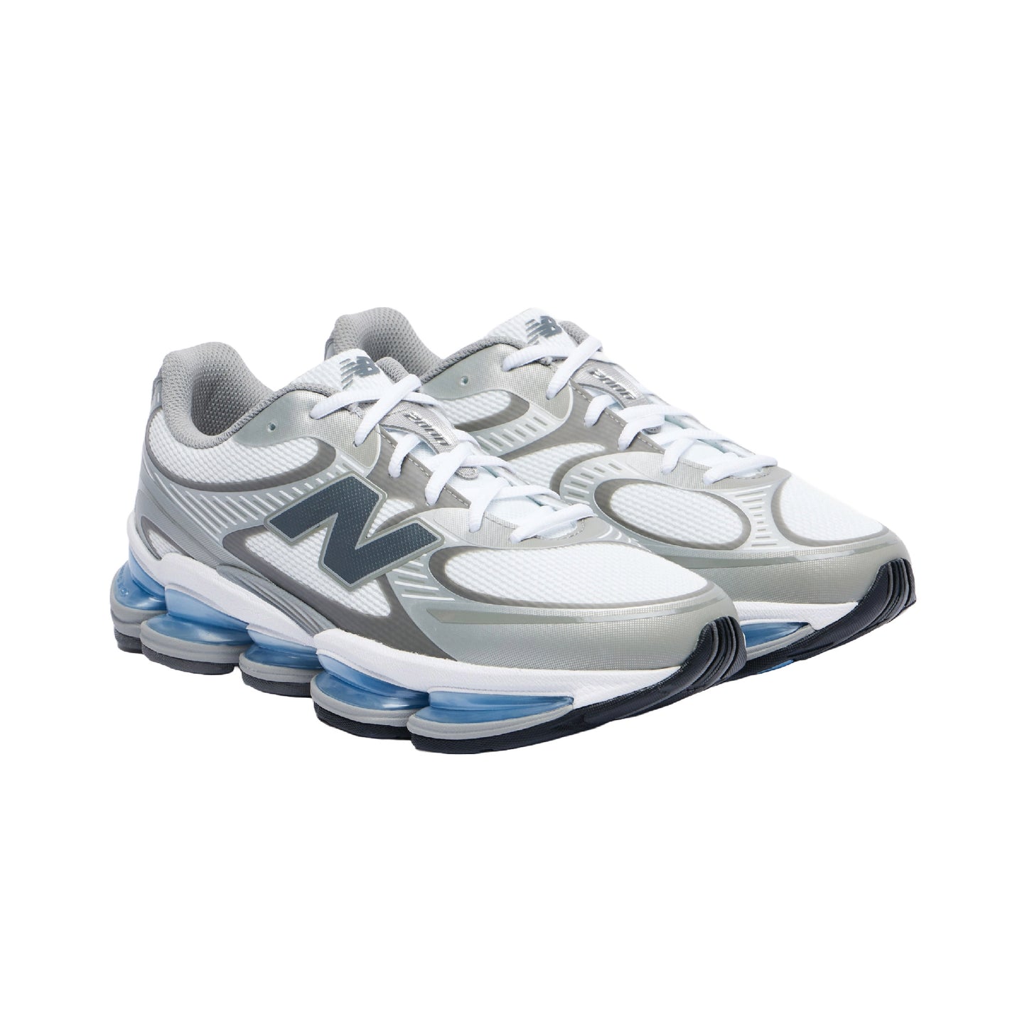 New Balance Abzorb 2000 sneaker in the white, grey, and blue colorway.