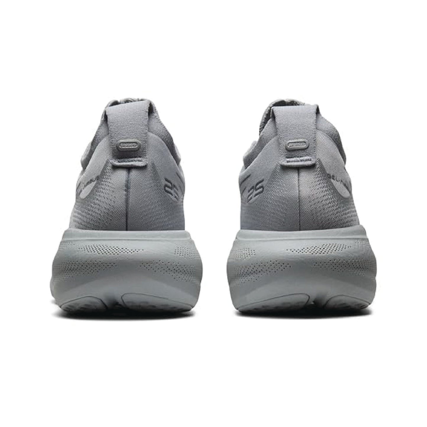 Asics Gel-Nimbus 25 running shoe in a light grey color.