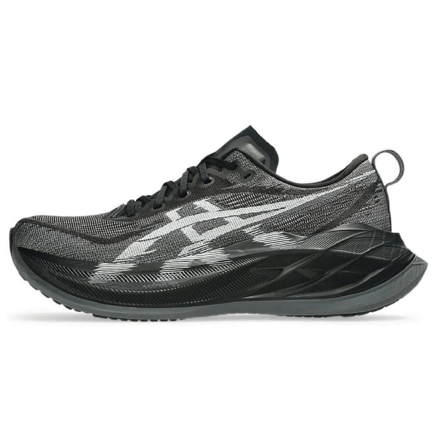 Asics Superblast 2 running shoe in the black and white colorway.