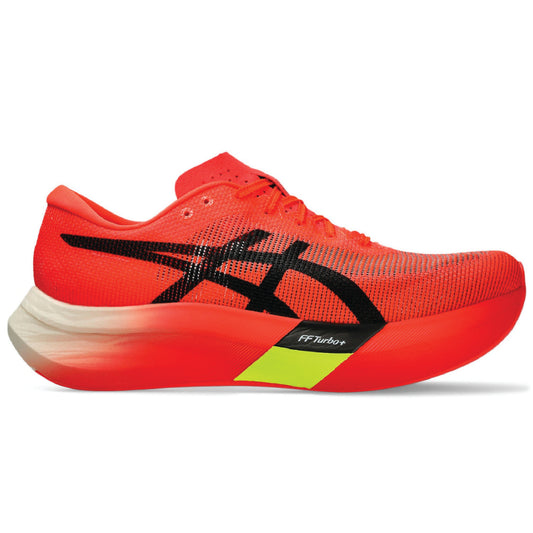 Asics Metaspeed Sky Paris running shoe in the Sunrise Red/Black colorway.