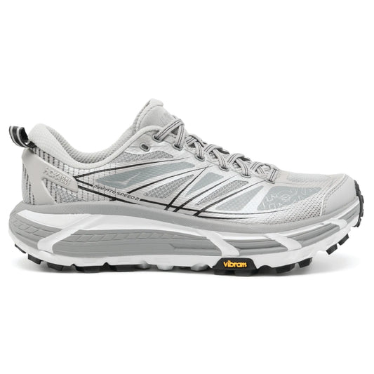 Hoka Mafate Speed 2 running sneaker in the Stellar Grey / Galactic Grey colorway.