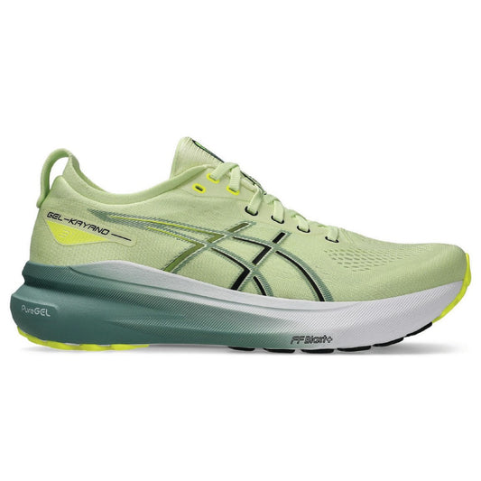 ASICS GEL-Kayano 31 running shoe in the Illuminate Mint/Pure Silver colorway.