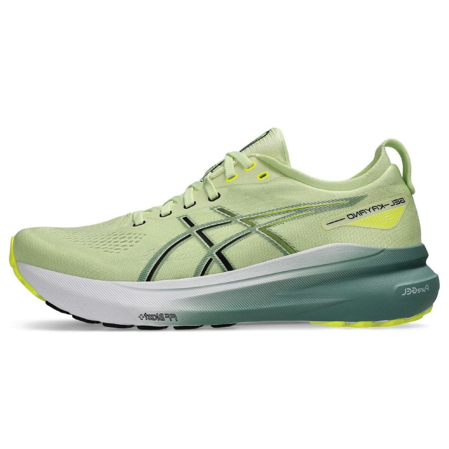 ASICS GEL-Kayano 31 running shoe in the Illuminate Mint/Pure Silver colorway.