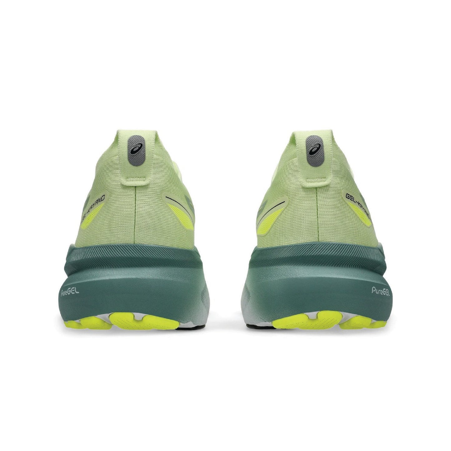 ASICS GEL-Kayano 31 running shoe in the Illuminate Mint/Pure Silver colorway.