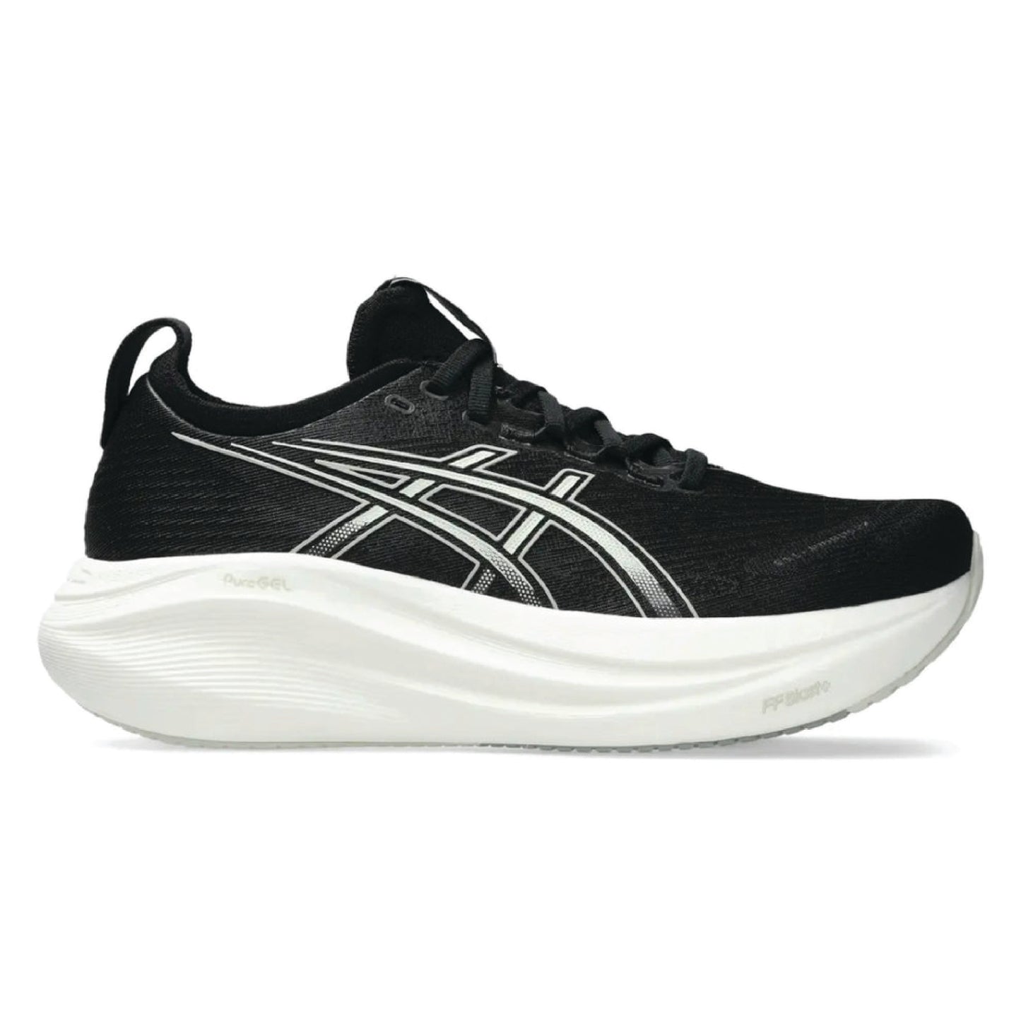 Asics Gel-Nimbus 27 running shoe in the color black.