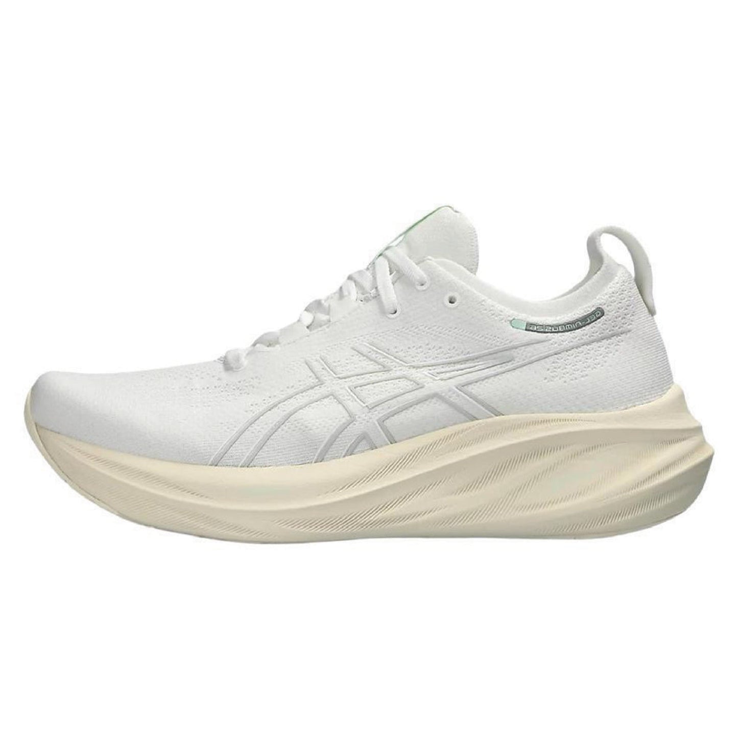 ASICS Gel-Nimbus 26 running shoe in the White/Off White colorway.